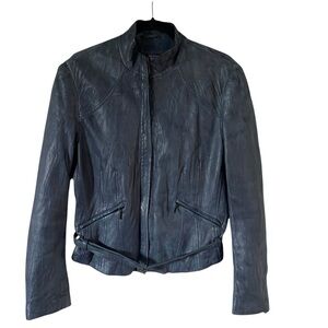 Claudia Strater Maura Women's Blue Leather Jacket  Size 44